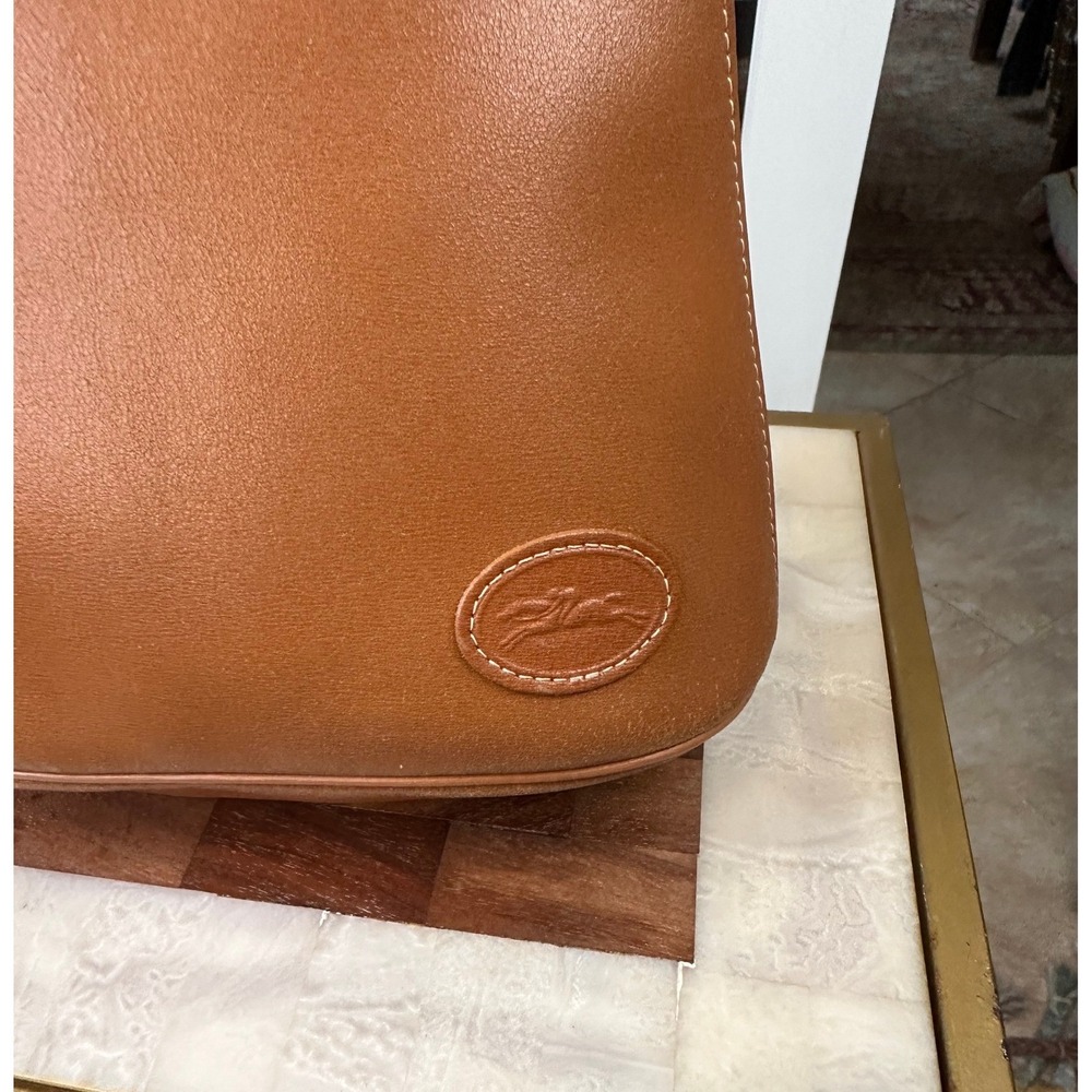 Longchamp RoseauCrossbody Bag Small Cognac Tan Vintage Bamboo Toggle Leather - Picture 6 of 14